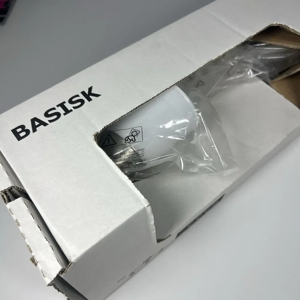 IKEA BASISK 3-Light Ceiling Track Spotlight Nickel White Glass 902.625.87 NIB